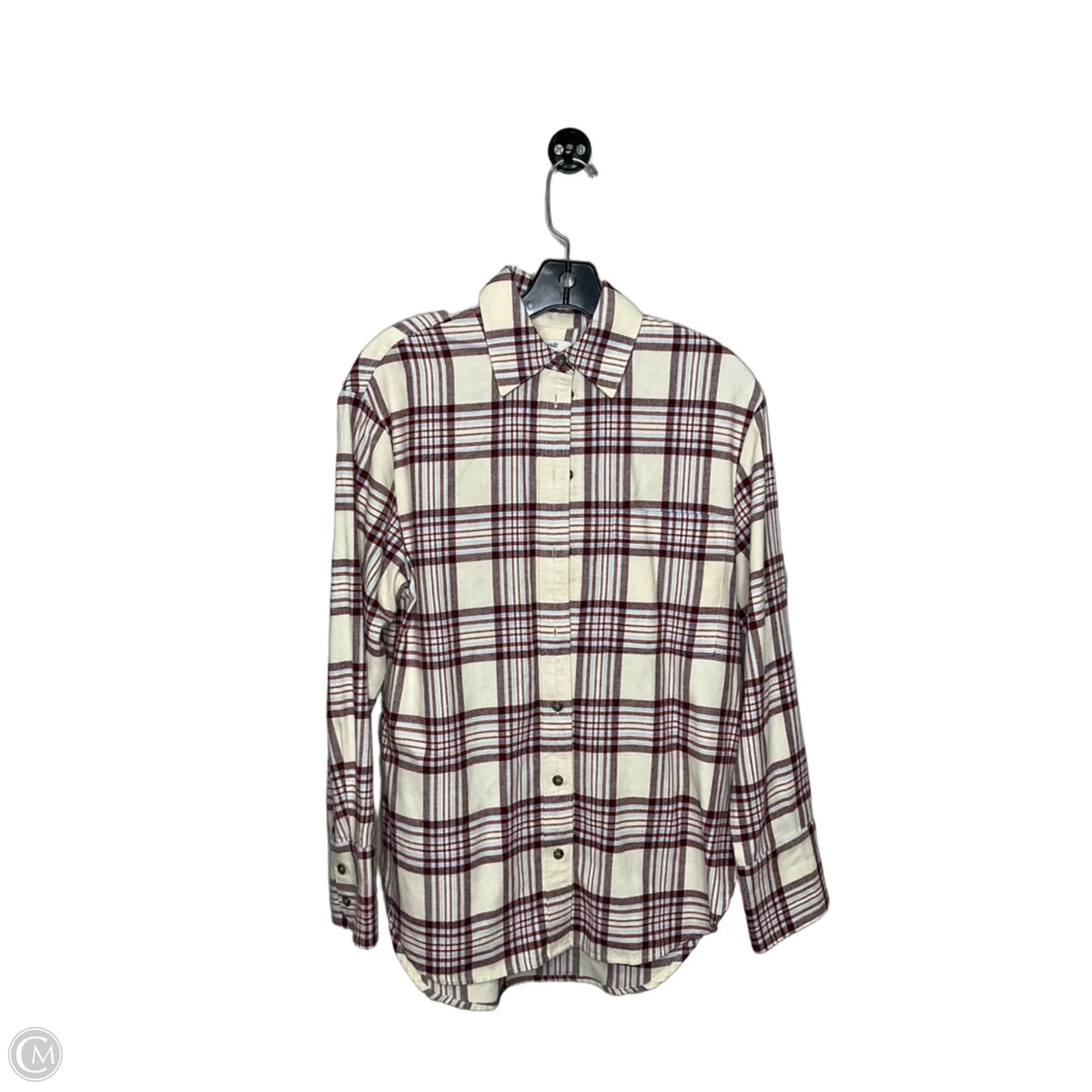 Top Long Sleeve By Madewell In Plaid Pattern, Size: Xs