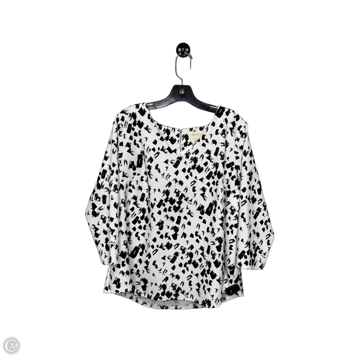 Blouse 3/4 Sleeve By Melloday In Black & White, Size: 1x