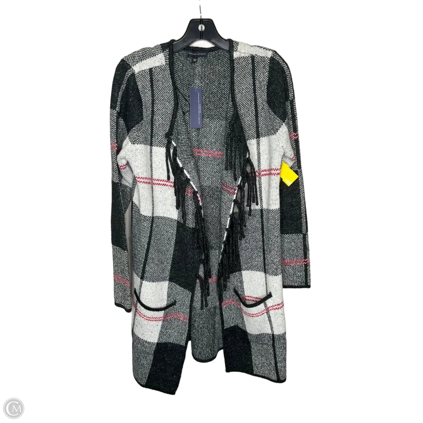 Cardigan By Adrienne Vittadini In Plaid Pattern, Size: L
