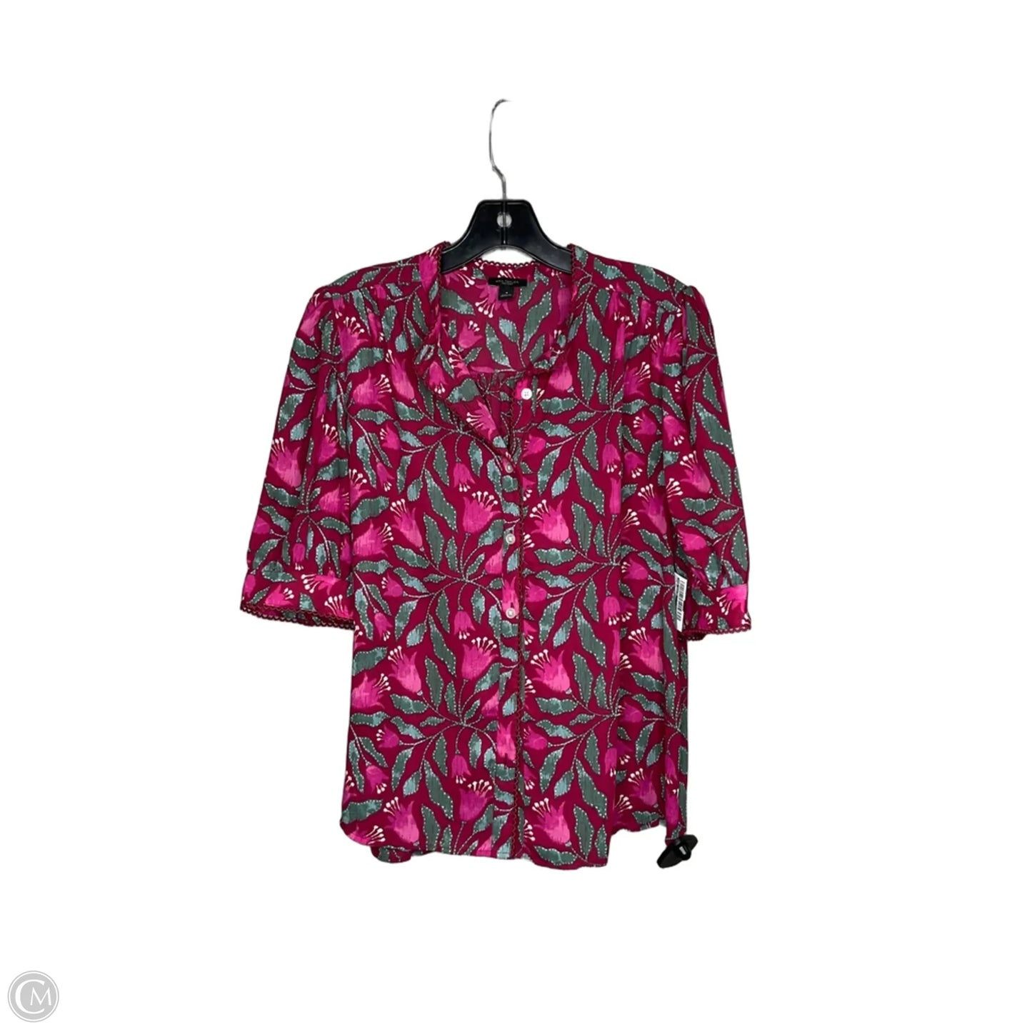 Top Short Sleeve By Ann Taylor In Floral Print, Size: M
