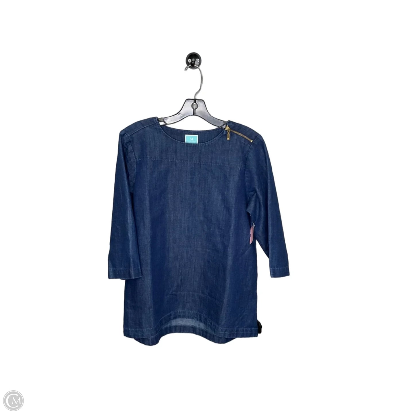 Top 3/4 Sleeve By Martha Stewart In Blue Denim, Size: S