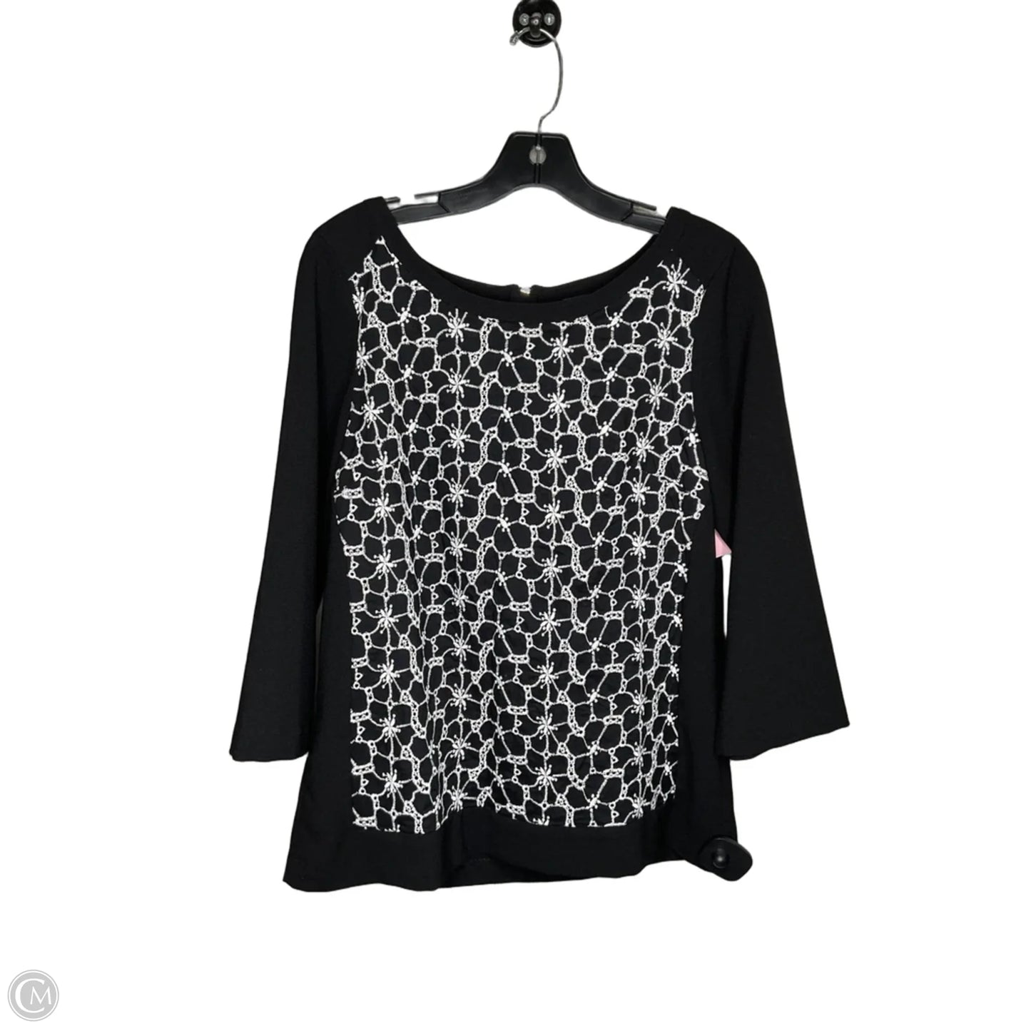Top 3/4 Sleeve By Ann Taylor In Black, Size: 8