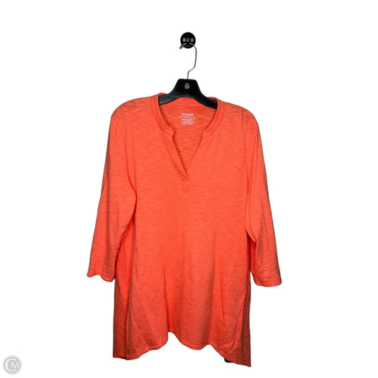Top 3/4 Sleeve By Chicos In Orange, Size: L