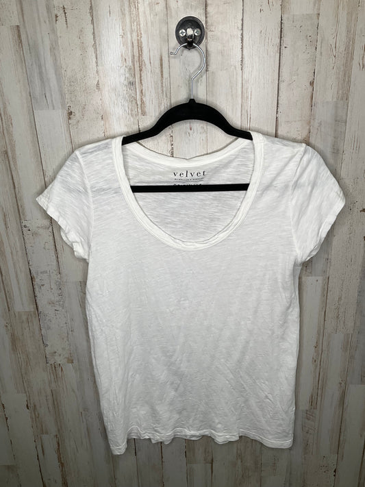 White Top Short Sleeve Basic Velvet, Size Xs