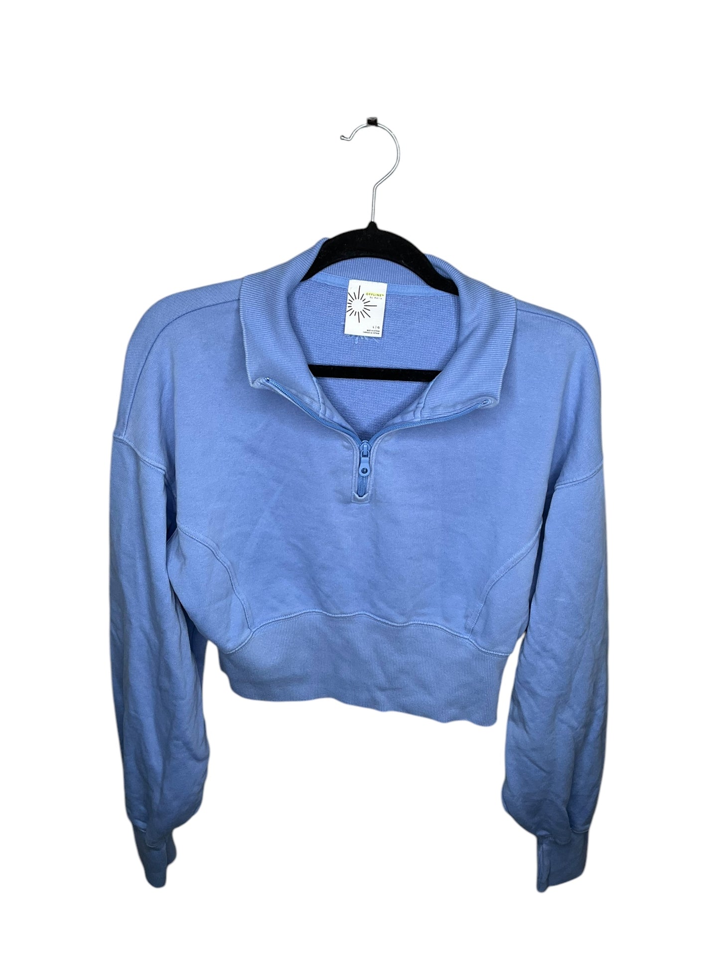 Athletic Sweatshirt Collar By Aerie In Blue, Size: L