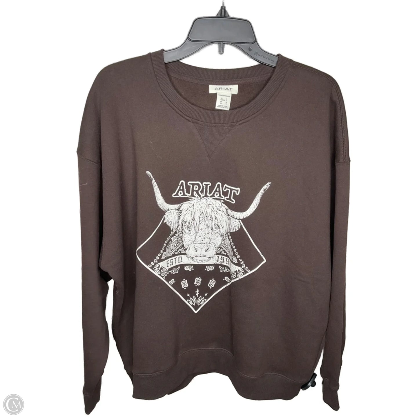 Sweatshirt Crewneck By Ariat In Brown, Size: L