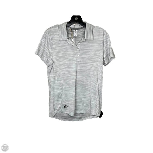 Athletic Top Short Sleeve By Adidas In Grey, Size: M