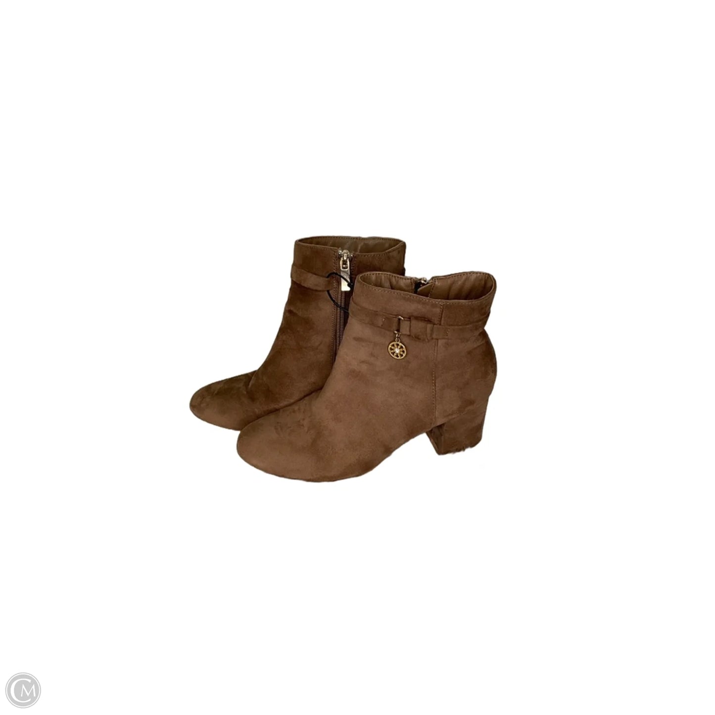 Boots Ankle Heels By Clothes Mentor In Brown, Size: 5.5