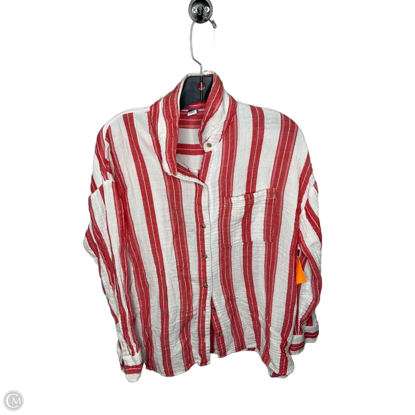 Top Long Sleeve By Old Navy In Red & White, Size: L
