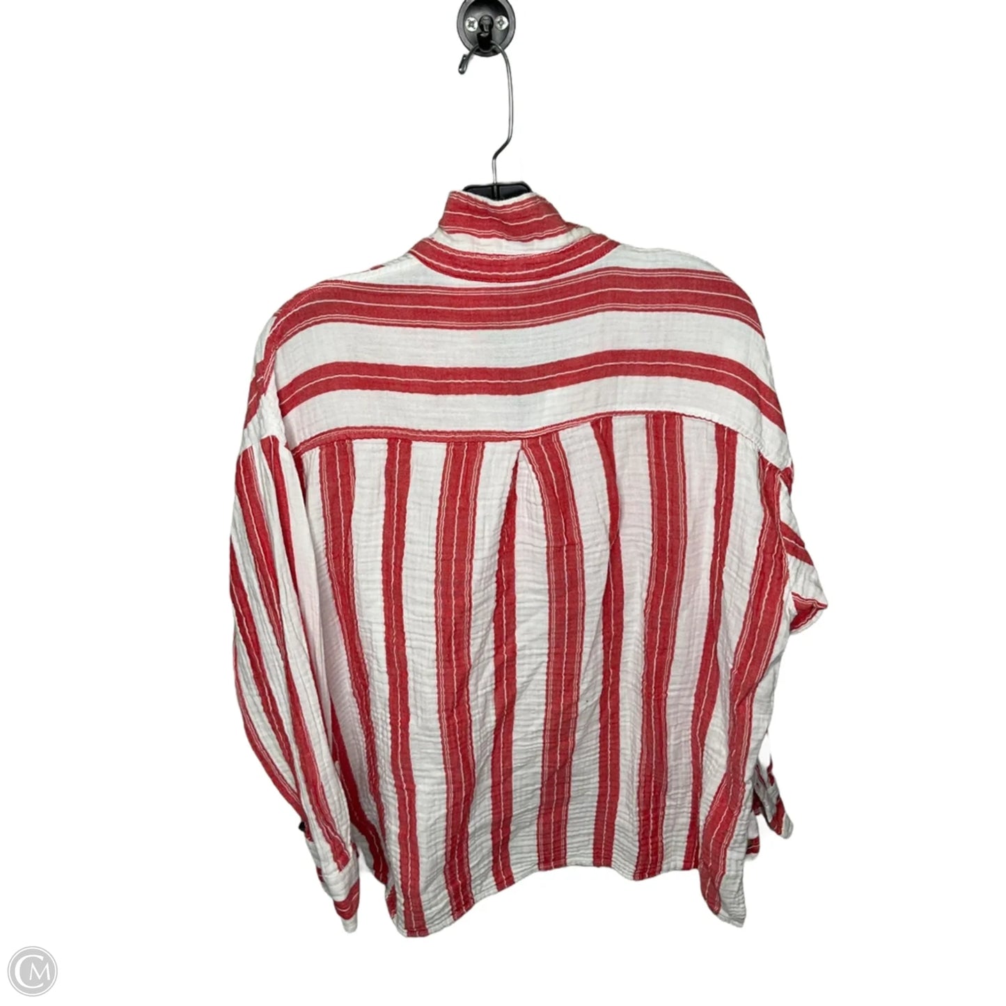 Top Long Sleeve By Old Navy In Red & White, Size: L