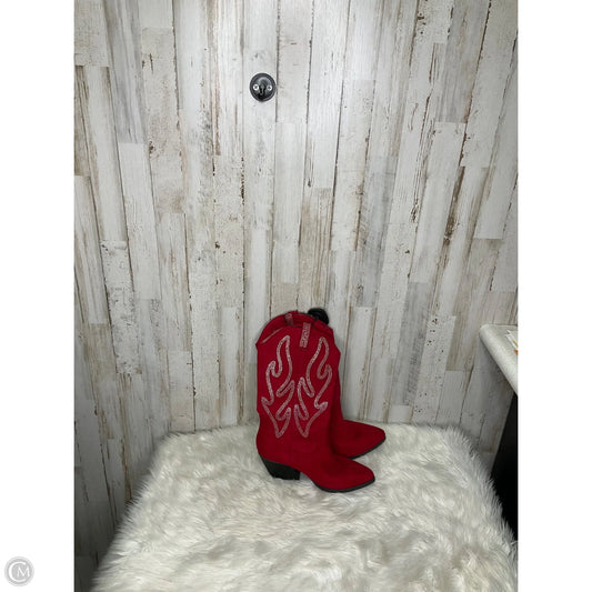 Boots Mid-calf Heels By Soda In Red, Size: 5.5