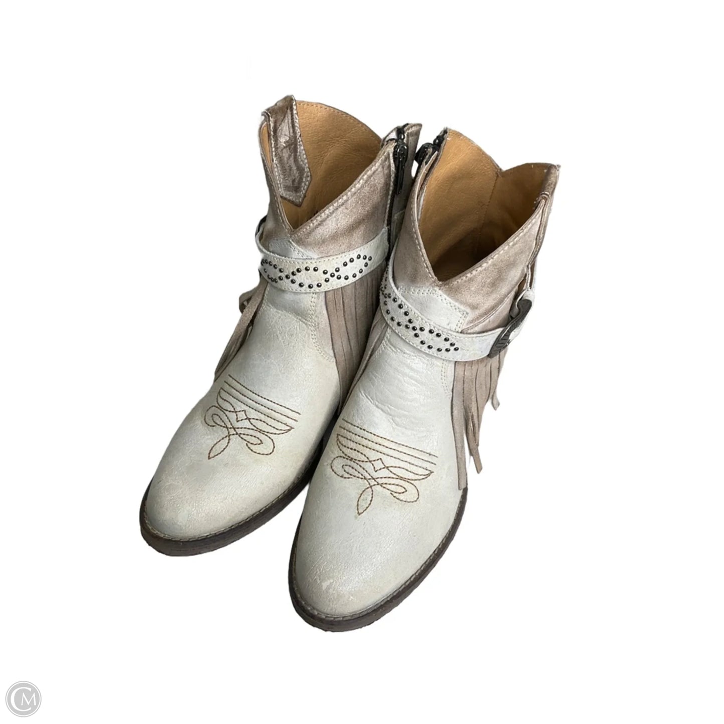 Boots Ankle Heels By Clothes Mentor In Cream, Size: 11