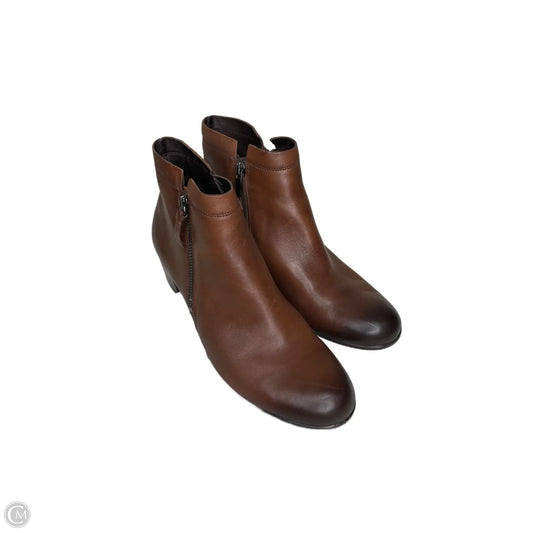 Boots Ankle Heels By Ecco In Brown, Size: 7