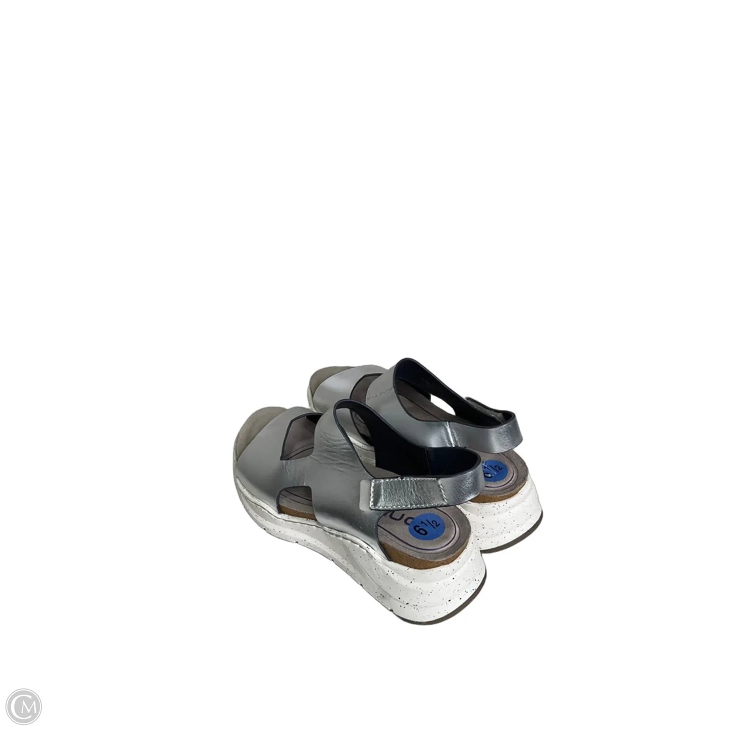 Sandals Heels Wedge By Clothes Mentor In Silver, Size: 6.5