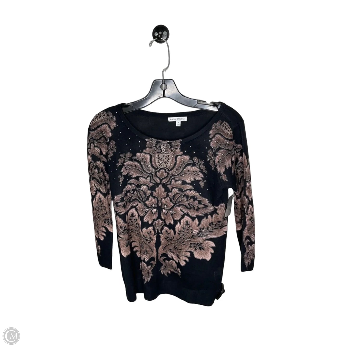 Top 3/4 Sleeve By Emily Daniels In Black, Size: M