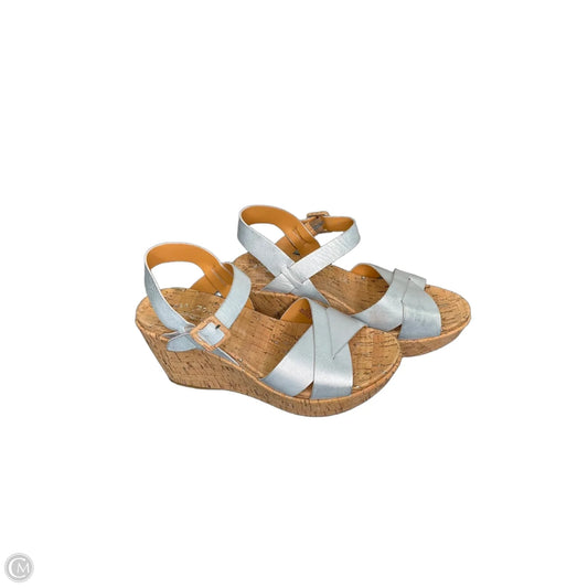 Sandals Heels Wedge By Clothes Mentor In Silver, Size: 8