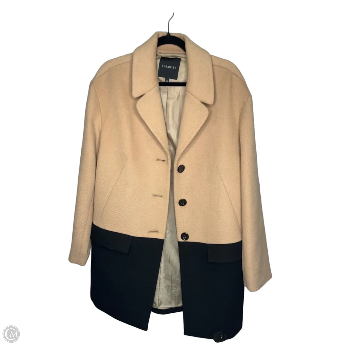 Coat Peacoat By Talbots In Black & Tan, Size: 14