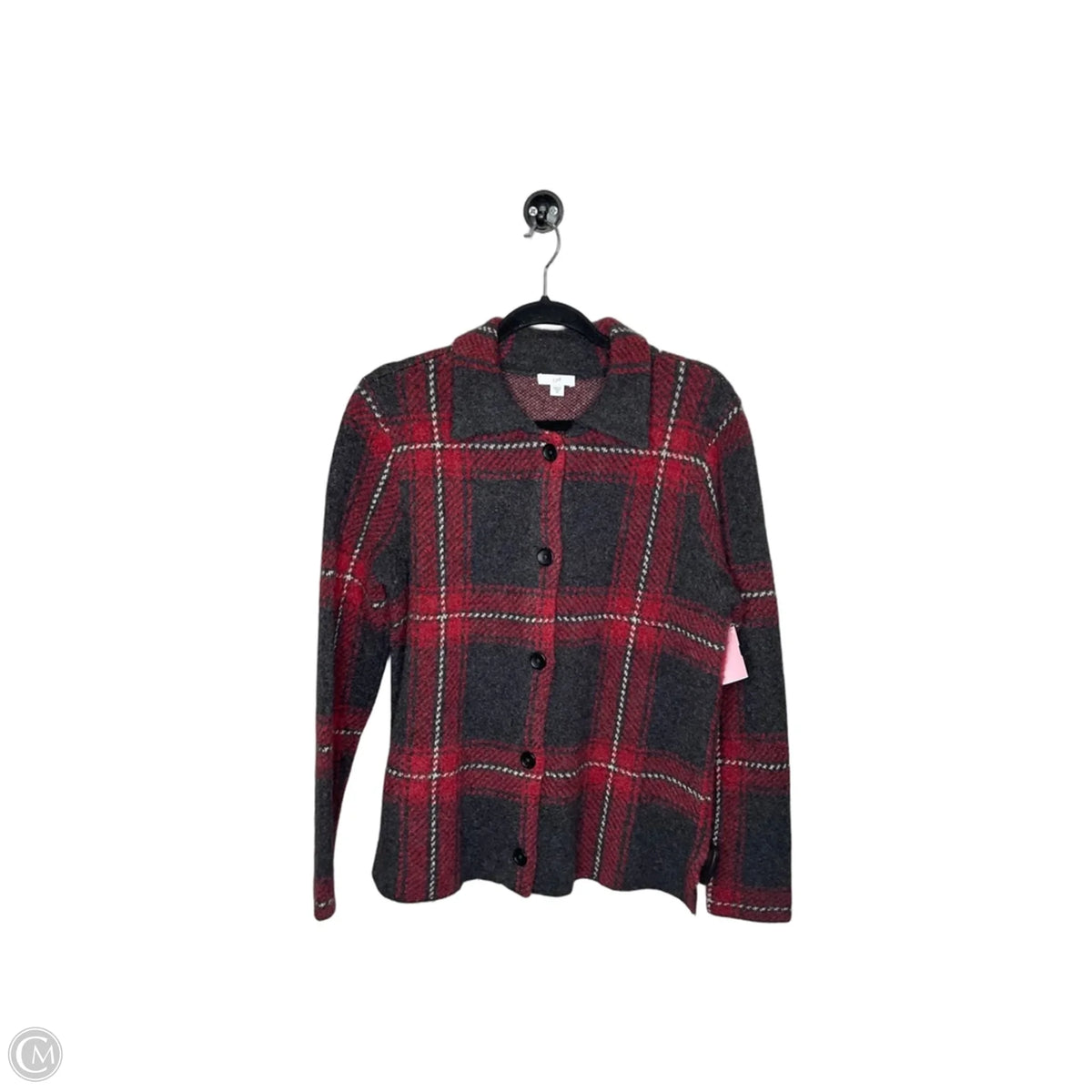 Sweater Cardigan By J. Jill In Grey & Red, Size: Xs