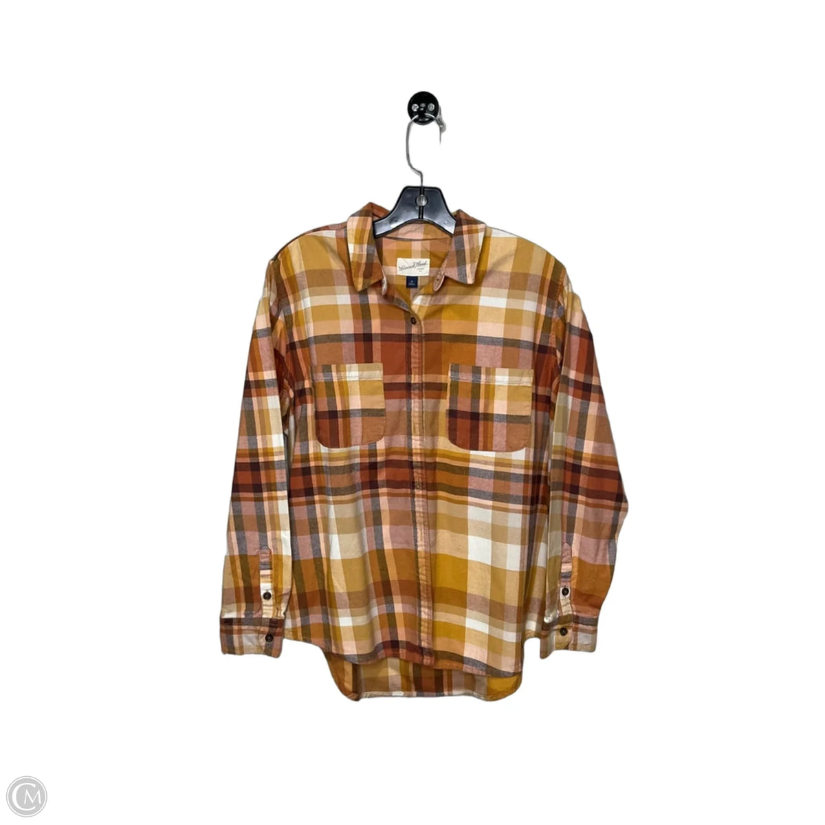 Top Long Sleeve By Universal Thread In Plaid Pattern, Size: M