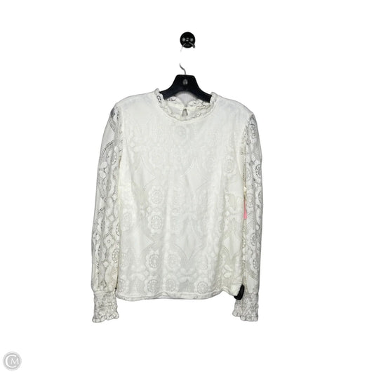 Top Long Sleeve By Ultra Pink In Cream, Size: M