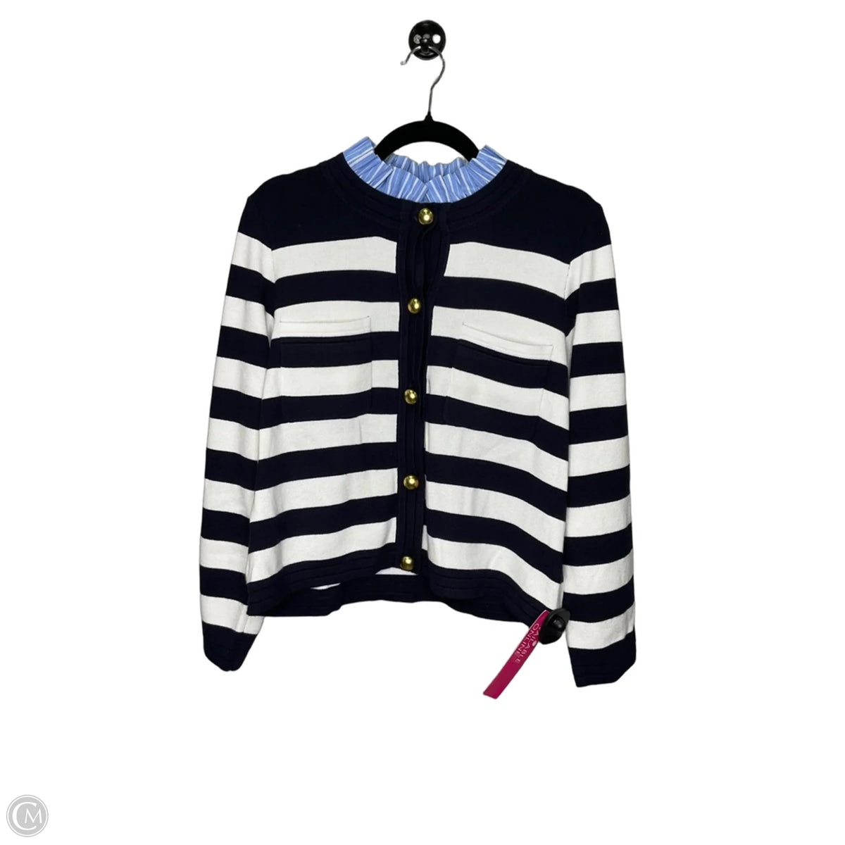 Cardigan By Free Assembly In Striped Pattern, Size: L