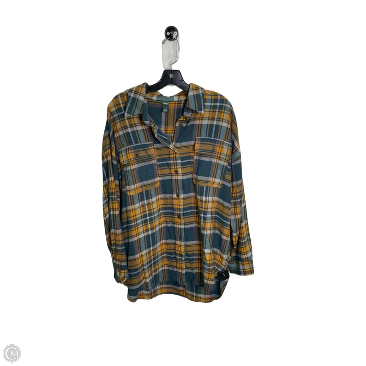 Top Long Sleeve By Wild Fable In Plaid Pattern, Size: L