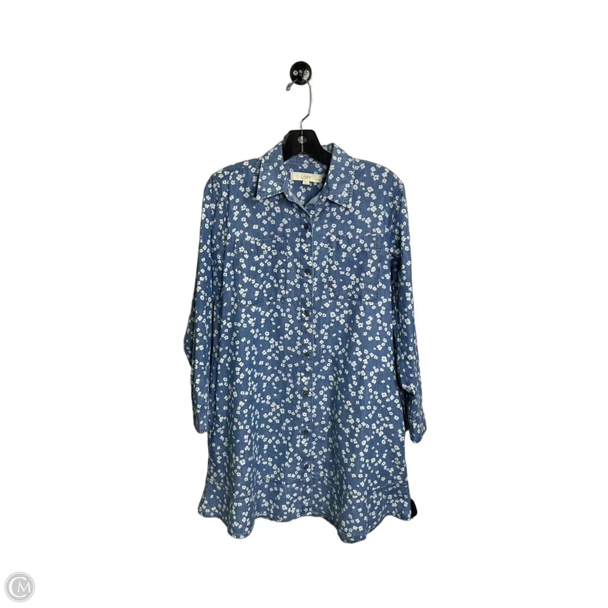 Dress Casual Midi By Loft In Blue Denim, Size: Xsp