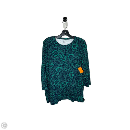 Top 3/4 Sleeve By Kim Rogers In Blue & Green, Size: Xl
