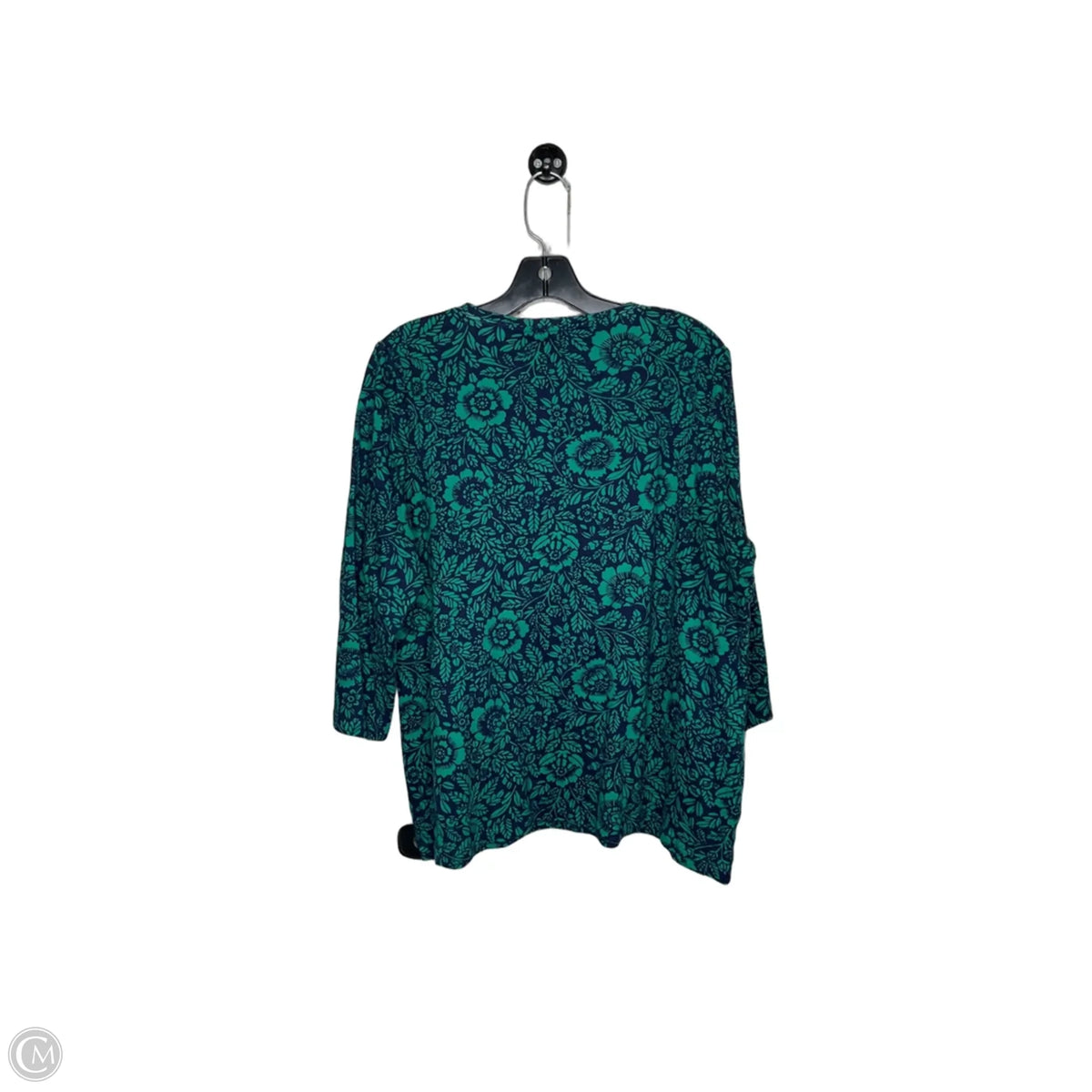 Top 3/4 Sleeve By Kim Rogers In Blue & Green, Size: Xl